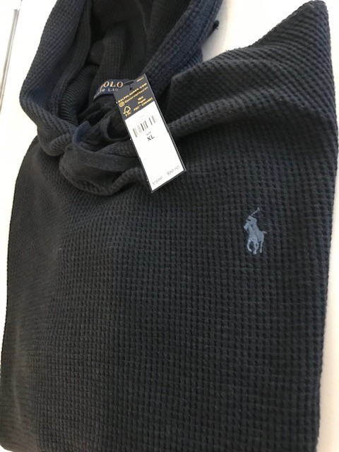 Polo Ralph Lauren Thermal Waffle Knit Pullover Hoodie Navy Blue - Size XL for sale online | eBay
