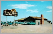 TJ Ranch House Andrews Texas Dexter Press Chrome Cars 1950s Advertising Postcard