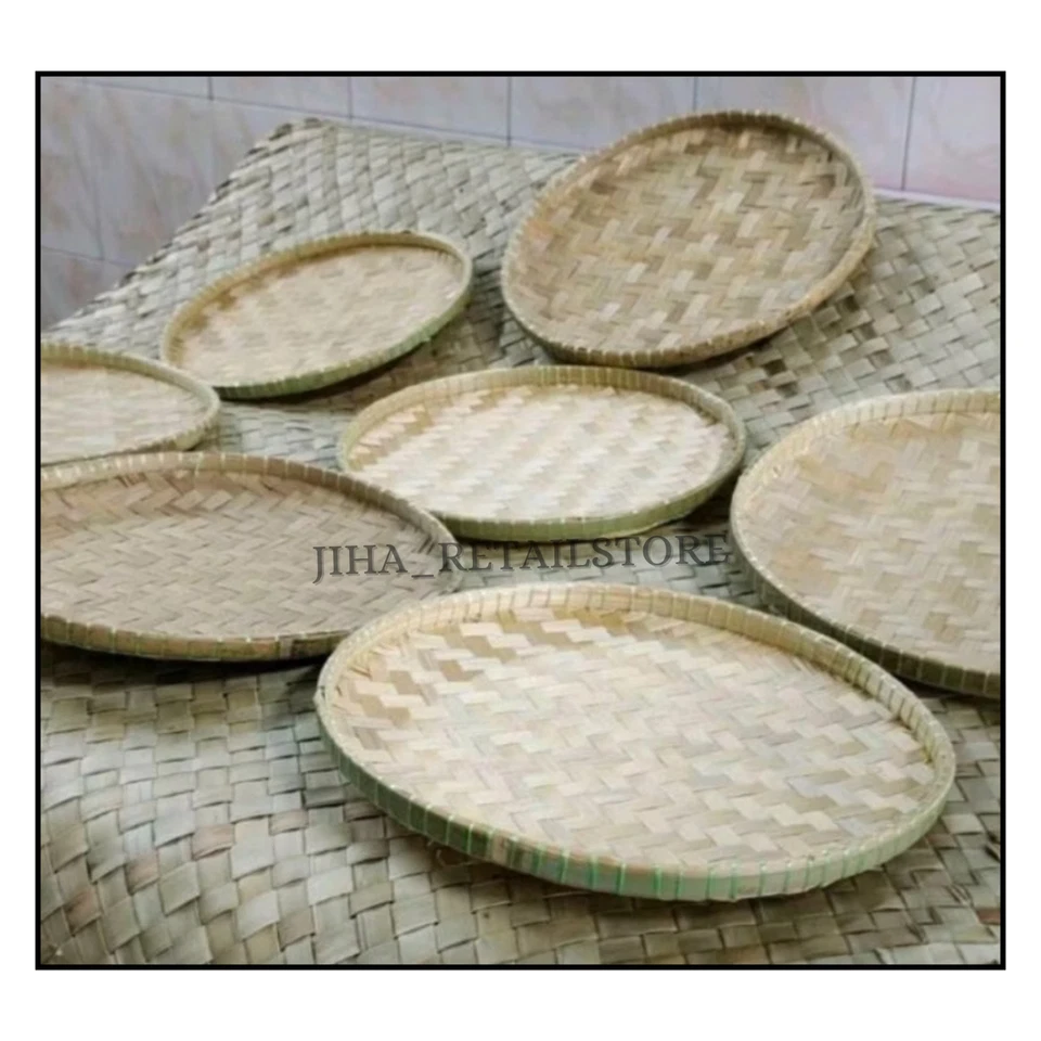 Bandeja de trilla de arroz de bambú hecha a mano para cocina y decoración Foto 2 de 4