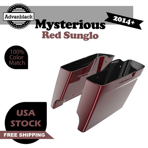 Advanblack Mysterious Red Sunglo Stretched Extended Saddlebag Fits 14+ Harley - Picture 10 of 10