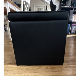 Room Essentials Black Square Storage Ottoman Cube with Lid, 15in