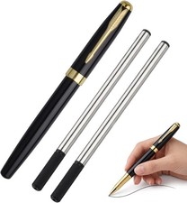 1 Set Rollerball Pen, Metal Luxury Pen Gold Trim Smooth Writing, Nice Pens for 
