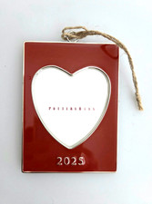 Pottery Barn 2025 Enamel Heart Frame Christmas Ornament Red