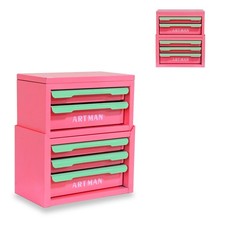 5-Drawer Desktop Organizer Pink  Green Stackable Storage Box w/ Handles