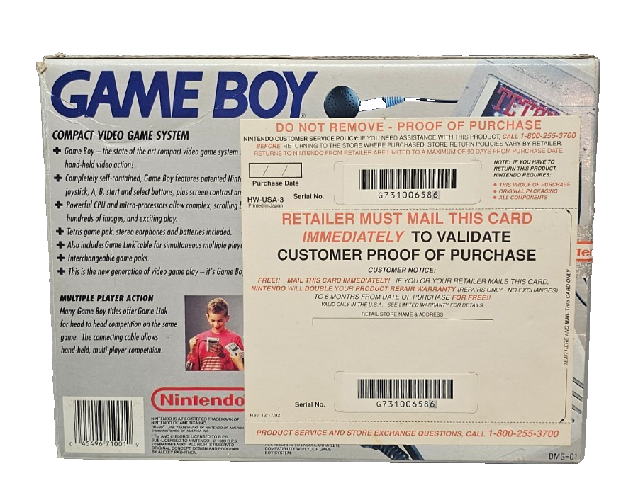 Vtg 1989 Nintendo Game Boy DMG-01 Game System BOX ONLY! NO CONSOLE/NO ...