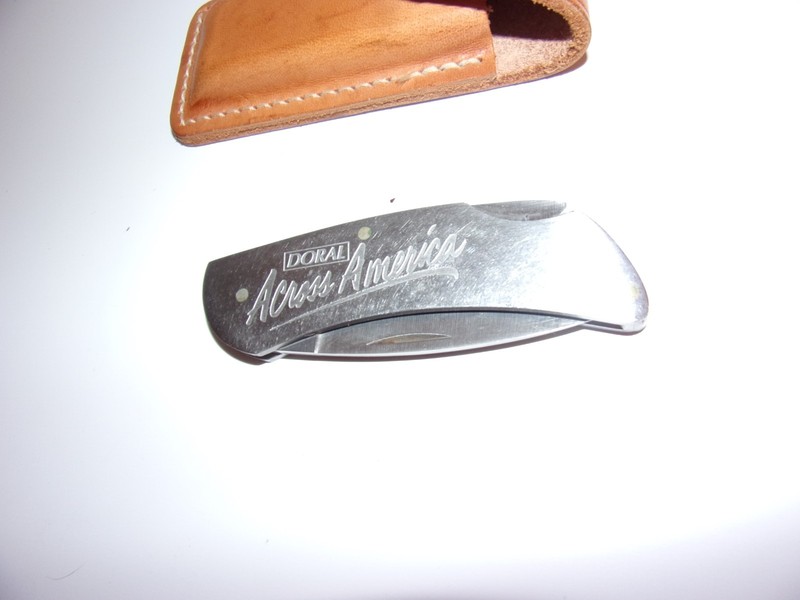 Vintage Zippo Pocket Knife Advertising Doral Across America Lock Blade w/Sheath