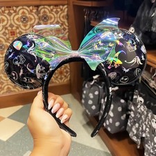 Disney-Parks Minnie Mickey Ears Pink Bow Nightmare Before Christmas Headband US