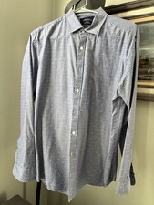Charles Tyrwhitt Weekend Extra Slim Blue/White Geometric Dress Shirt L