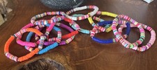 12 PC Set Heishi 6 Plus Stretch Bracelet Polymer Clay Beads Colorful