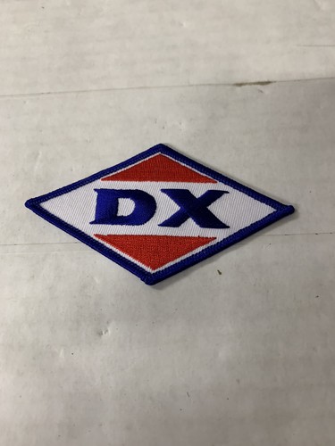 Vintage "DX" Gas Embroidered Iron-On Uniform-Jacket Patch 4x2"-RARE BLUE BORDER