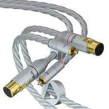 1 Pair/2Pcs OCC Silver Plated XLR Female to RCA Male Cables with Gold Plated ...