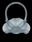 Vintage FENTON Iridescent Blue Stretched Art Glass Basket With Handle 8.5”