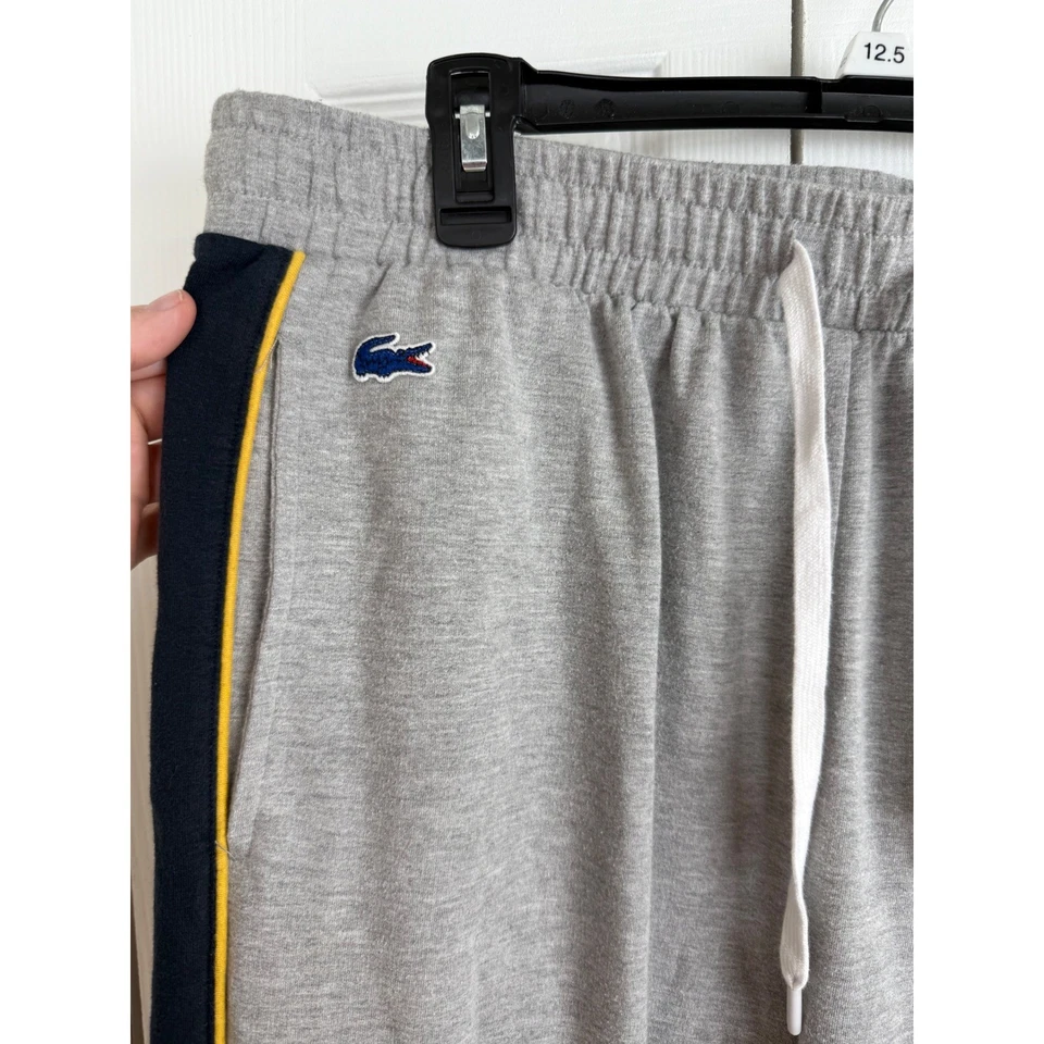 Lacoste Para Hombres Ropa de Dormir Pantalones de Salón Pista Joggers Gris Negro Dorado Rayas Laterales L Foto 3 de 4
