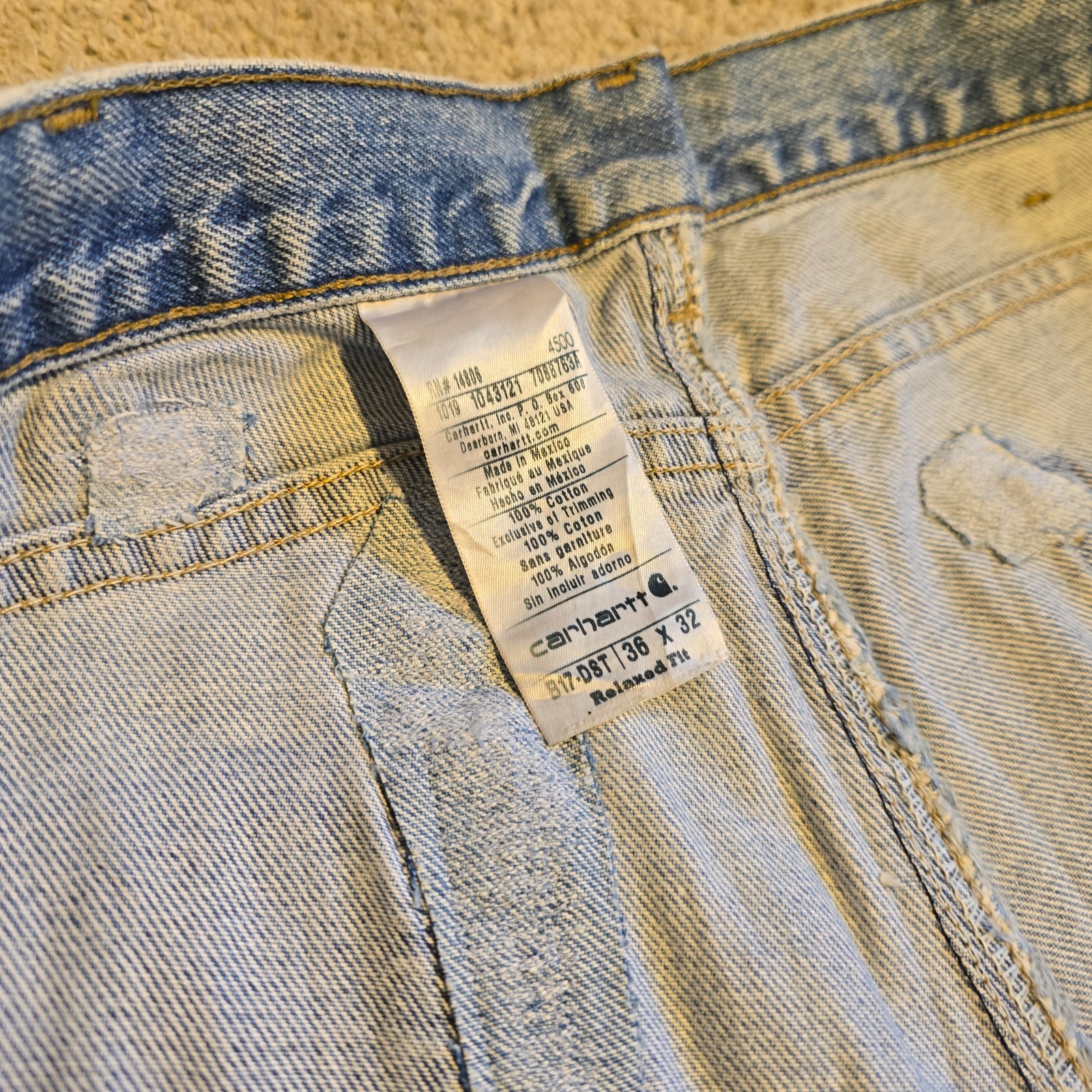 Carhartt B17 DST Mens Jeans Size 36 Blue W36 L32 Relaxed Fit image 5
