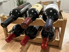 HealthEmpire Bamboo Wine Rack 6 Bottle 2-Tier Easy-Assembly Space-Saving for ...