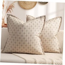 Pillow Covers 22x22 Set of 2 Soft Polyester 22" x 22" Pack of 2 Beige