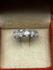 Natural Light Blue Topaz Five Stone Ring Vintage Estate Sz 6 Sterling Silver