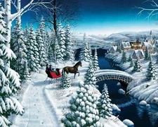 Springbok puzzle;  Sleigh Ride by Mark Daehlin;  1000 pcs