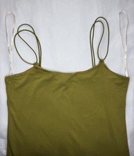 Forever 21 Women's Green Dress Medium Fitted Spaghetti Strap Summer Green