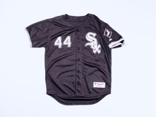 Men's MAJESTIC Vintage MLB Chicago White Sox Jake Peavy 44 Black Jersey Size 52