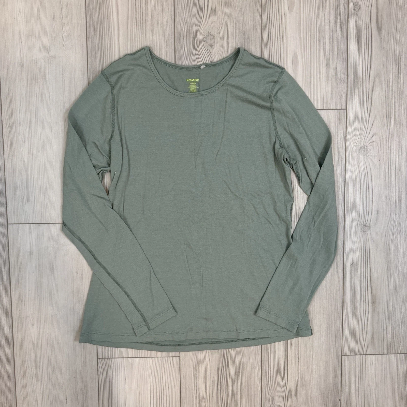 Metarino Women’s XL Green 100% Merino Wool Shirt Base Layer Long Sleeve