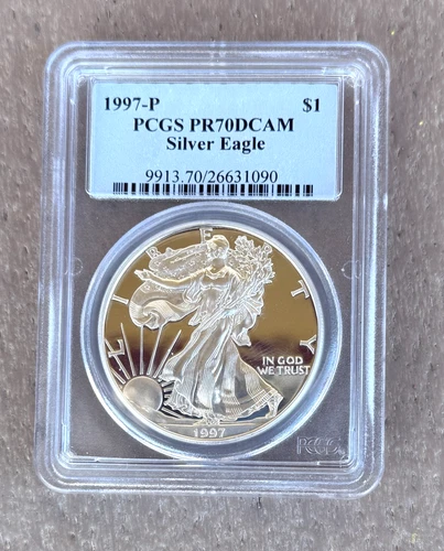 1997-P  American Silver Eagle PCGS PR70 DCAM Blue Label (Perfect coin!)
