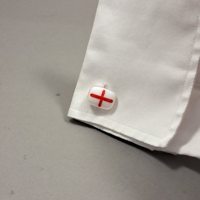 St George's England Flag Rectangle Resin Stainless Steel Cufflinks LL-203