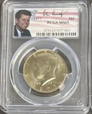 1977 P Kennedy Half Dollar PCGS MS65 Portrait Signature Label