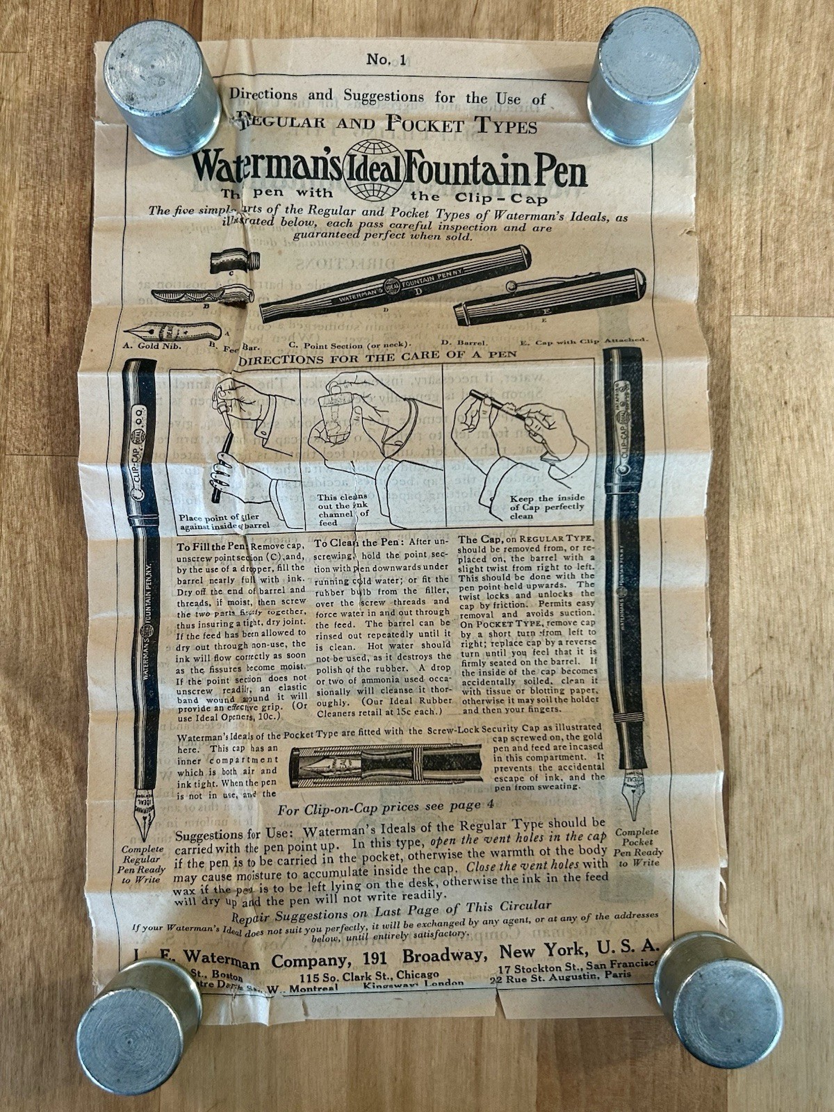 Antique Waterman 0852 1/2V BCHR Gold Filled Ring Top Fountain Pen Pat 1903 w/Box