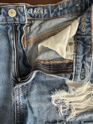 American Eagle Womens Denim Cotton Distressed High Rise Comfort Shorts Size 6 - Picture 6 of 7
