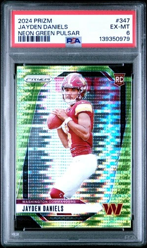 2024 PANINI PRIZM NEON GREEN PULSAR #347 JAYDEN DANIELS ROOKIE RC PSA 6