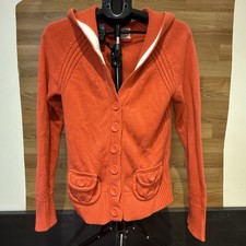 Old Navy Woman s Knit Hooded Sweater Jacket Coral Orange Size L New with Tags
