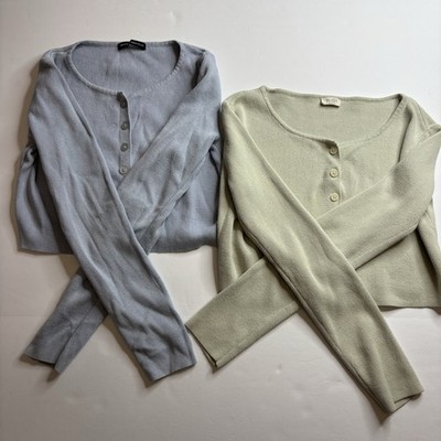 Lot Of 2 Brandy Melville & John Gault Knit Cropped Cardigan One Size Sweater