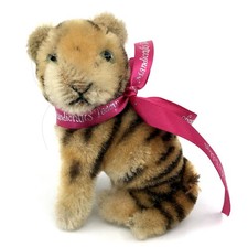 Steiff Tiger 1950s Sitting Mohair Plush 10cm 4in no ID Glass Eyes Vintage