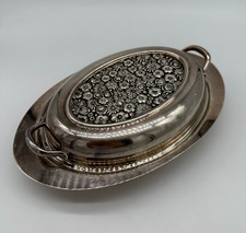 Towle Contessina Vintage 1967 Ornate Lidded Silver Plated Oval Dish with Handles