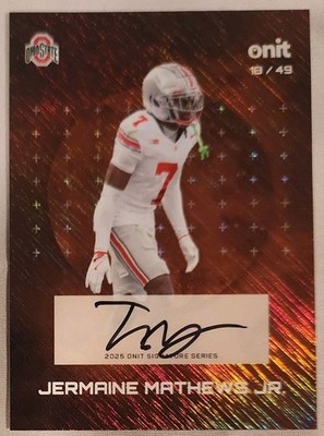 2025 Onit Athlete, Jermaine Mathews Jr, Gravity Orange Auto /49, OSU Buckeyes 
