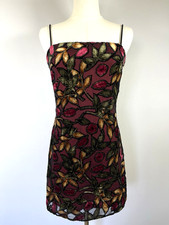 Vintage 90s Y2K Rampage Velvet Burnout Floral Mini Dress Size 3 Fairy Whimsygoth