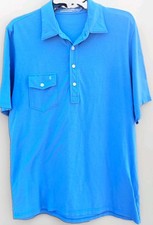 Criquet Men's S/S Polo Shirt Sz.L, Solid Blue, Collared w/Chest Pocket