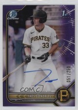 2022 Bowman Draft Chrome Pick Purple Refractor 51/250 Tres Gonzalez Auto oh8