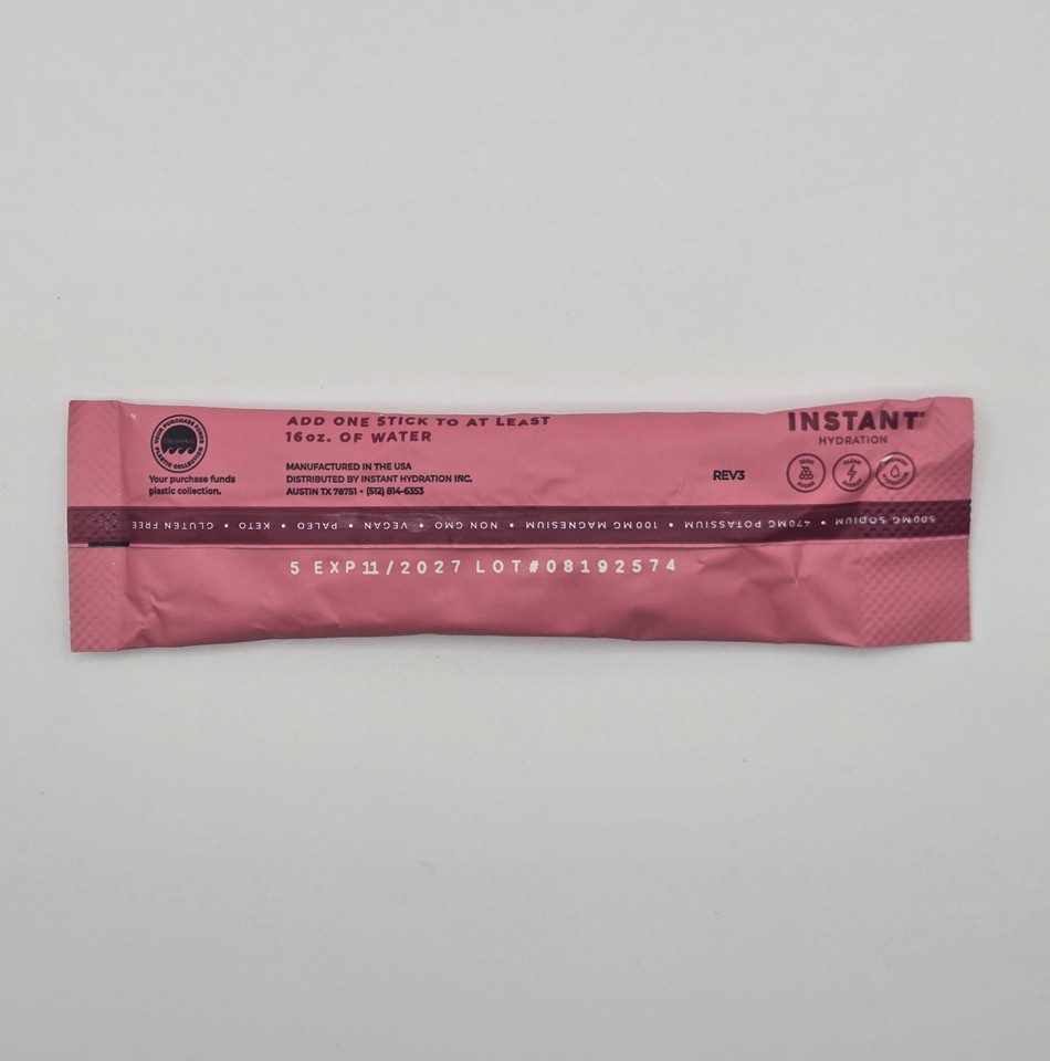 Instant Hydration Raspberry Instant Hydration Electrolyte Drink Mix - Raspberry - 25 Packets - BB ...