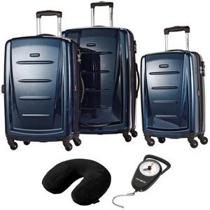 Samsonite-Winfield-2-Fashion-Hardside-3Pcs-Spinner-Set-Blue-Pillow-amp-Scale