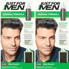 Just for Men H-55 REAL BLACK Hair color Shampoo In ( 2 pack ) green