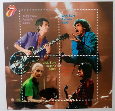 Briefmarken Österreich Rolling Stones Block Charlie Watts Mick Jagger 2003 