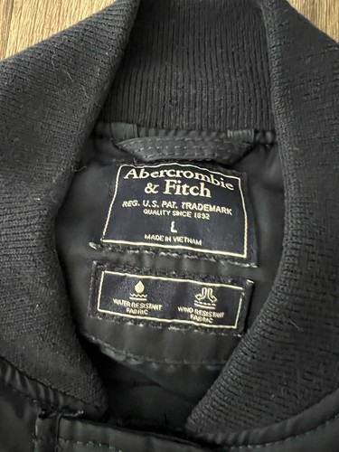 Abercrombie & Fitch Women’s Dark Blue Full Zip Button Bomber Jacket Size L - Picture 3 of 8