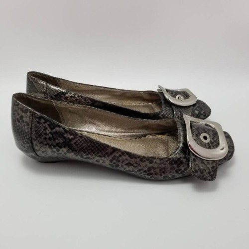 Rampage Womens Italia Ballet Flats Snake Print Shoes Black Slip On Buckle 9.5M - Picture 11 of 12