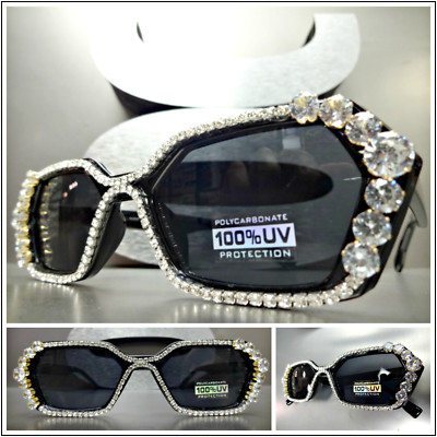CLASSIC VINTAGE RETRO Style SUN GLASSES Black Frame Bling  display picture 1