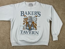 Vintage Delta Pullover Sweater Men's Medium Made in USA Baker's Tavern White