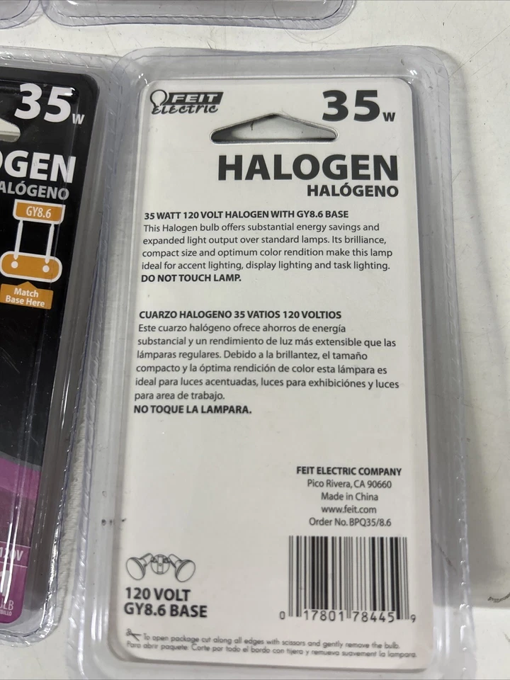 (5) Feit 35 Watt Lightning Data Clear Bulb Dimmable BPQ35 GY8.6 Base 120V #k3 - Image 3 of 3