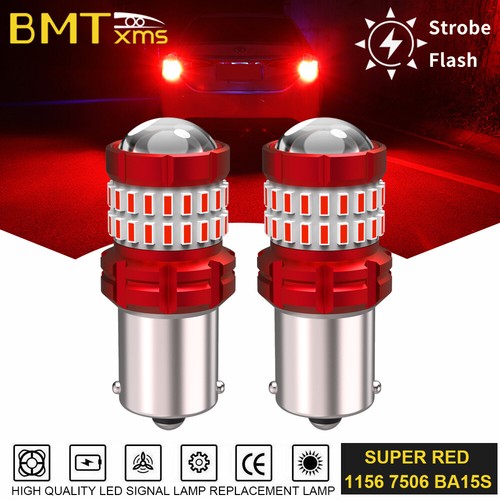 Red LED 1156 Strobe Flashing Brake Tail Light Lamp Bulb For BMW E46 E60 E90 F30 - Picture 8 of 10