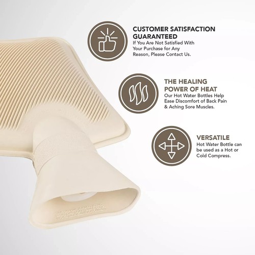 2PCS 2L Natural Rubber Hot Water Bottle Winter Heat Therapy Pain Relief Warmer U - Picture 24 of 26
